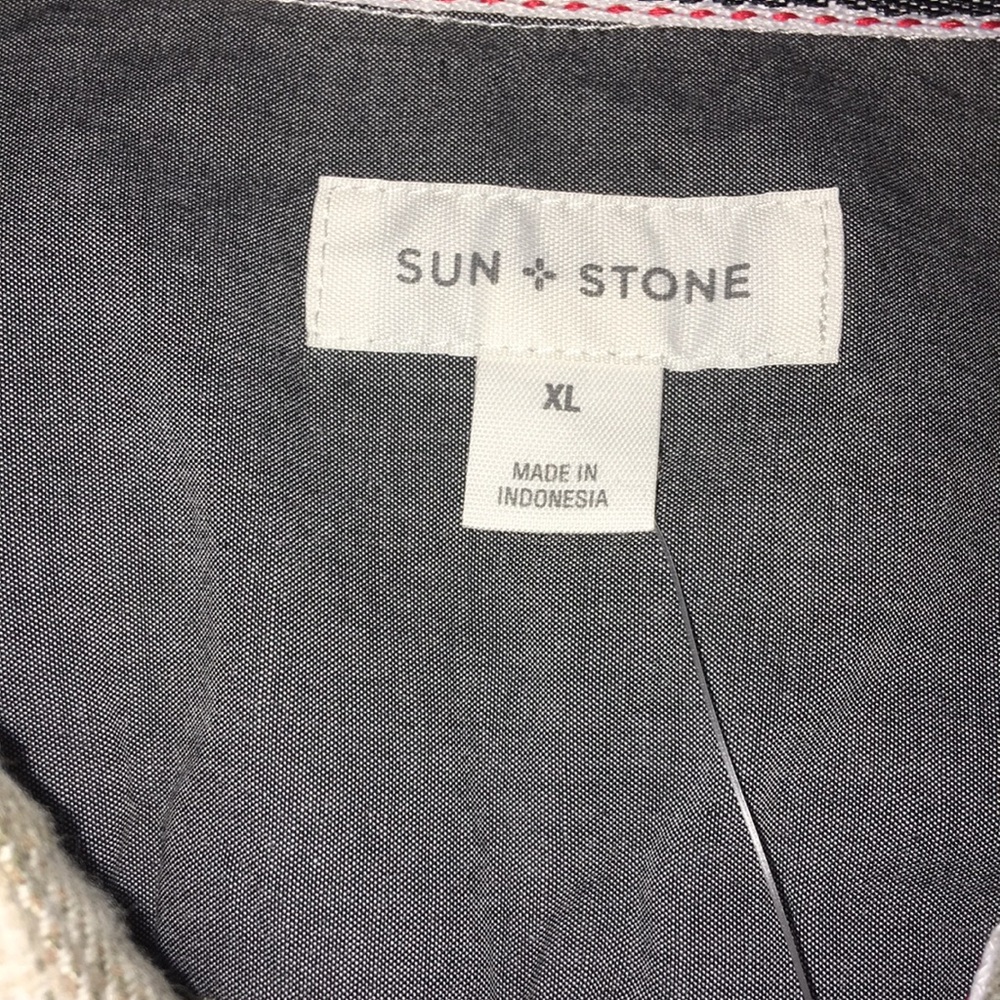 Sun + Stone Green and White Casual Button Down Shirt - Picture 4 of 6